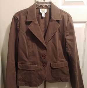 Talbots Women's Bronze Blend Silk button up Blazer Jacket. Size 8 Stretch